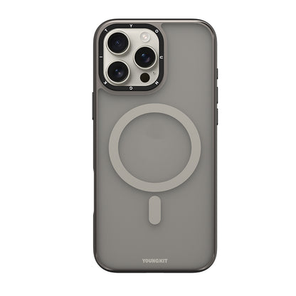 iPhone 16 Pro Max Kılıf M-safe Şarj Özellikli Cam Arka Yüzey TPU Youngkit Gemstone Serisi Kılıf