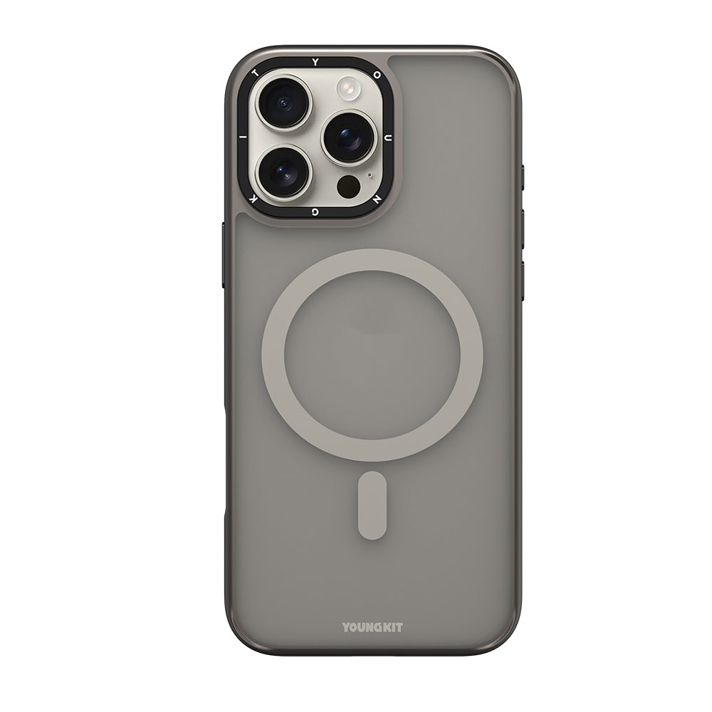 Apple iPhone 16 Pro Max Kılıf M-safe Şarj Özellikli Cam Arka Yüzey TPU Youngkit Gemstone Serisi Kapak Şeffaf