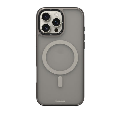 Apple iPhone 16 Pro Max Kılıf M-safe Şarj Özellikli Cam Arka Yüzey TPU Youngkit Gemstone Serisi Kapak Şeffaf