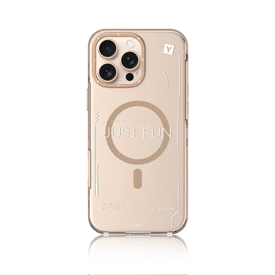 Apple iPhone 16 Pro Max Kılıf Magsafe Şarj Özellikli Çıkarılabilir Arka Yüzeyli Youngkit Mecha Kapak Desert Gold