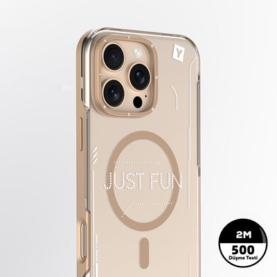 Apple iPhone 16 Pro Max Kılıf Magsafe Şarj Özellikli Çıkarılabilir Arka Yüzeyli Youngkit Mecha Kapak Desert Gold