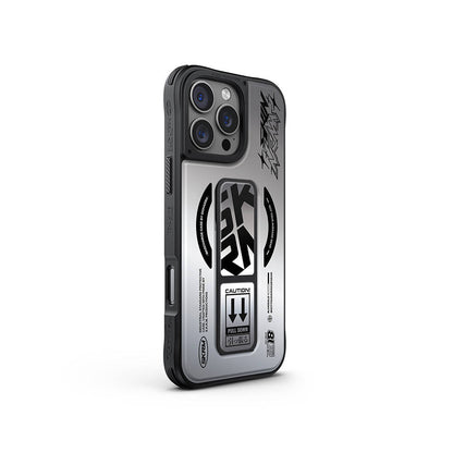 iPhone 16 Pro Max Kılıf M-safe Şarj Özellikli Holografik Tasarımlı Standlı Deri Görünümlü Skinarma Kira Kobai Kılıf