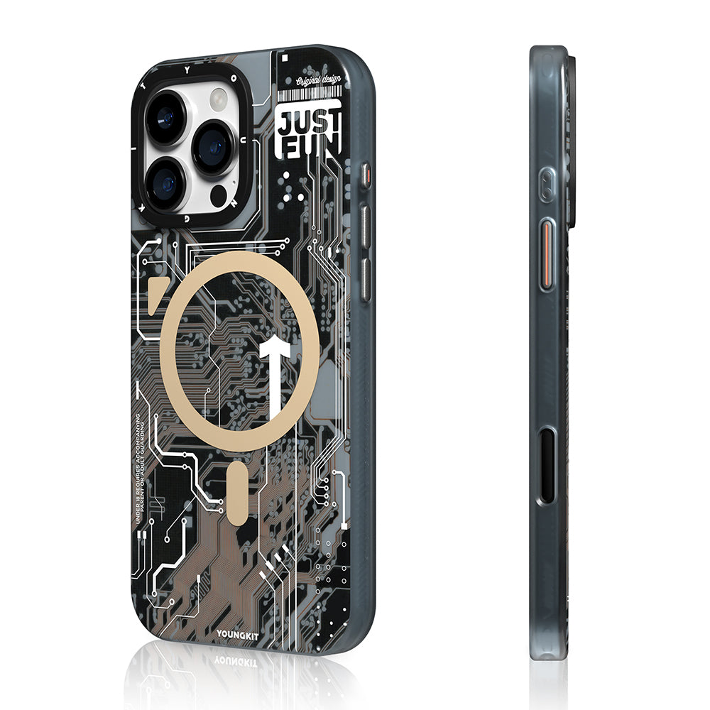 Apple iPhone 16 Pro Max Kılıf M-safe Şarj Özellikli Kamera Denetim Butonlu Youngkit Technology Serisi Kapak Gold