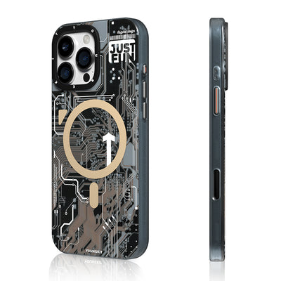 Apple iPhone 16 Pro Max Kılıf M-safe Şarj Özellikli Kamera Denetim Butonlu Youngkit Technology Serisi Kapak Gold