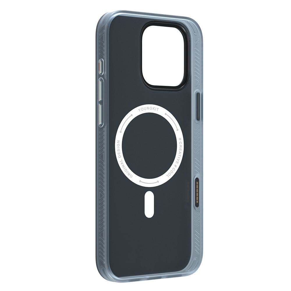 Apple iPhone 16 Pro Max Kılıf M-safe Şarj Özellikli Kamera Denetim Butonlu Youngkit Technology Serisi Kapak Mavi