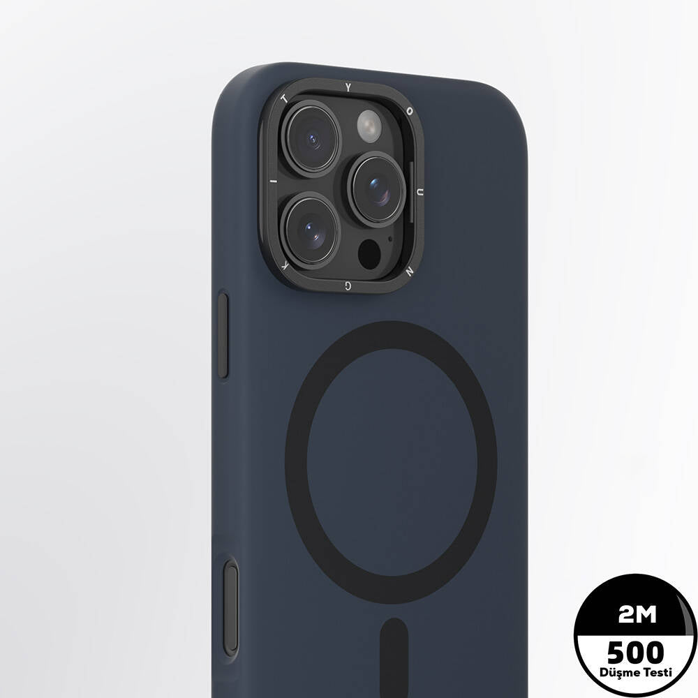 Apple iPhone 16 Pro Max Kılıf Magsafe Şarj Özellikli Kamera Standlı Youngkit Bitty Cream Kapak Siyah