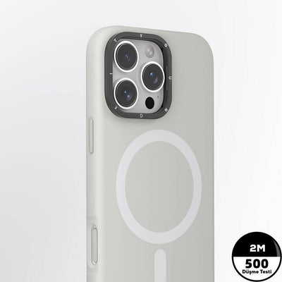 Apple iPhone 16 Pro Max Kılıf Magsafe Şarj Özellikli Kamera Standlı Youngkit Bitty Cream Kapak Siyah