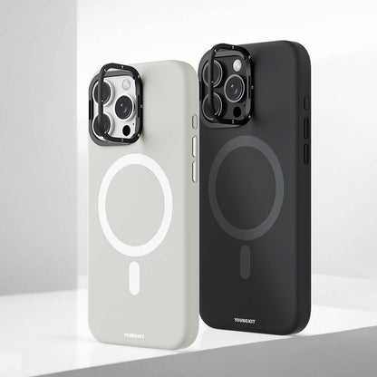 iPhone 16 Pro Max Kılıf M-safe Şarj Özellikli Kamera Standlı Youngkit Bitty Cream Kılıf