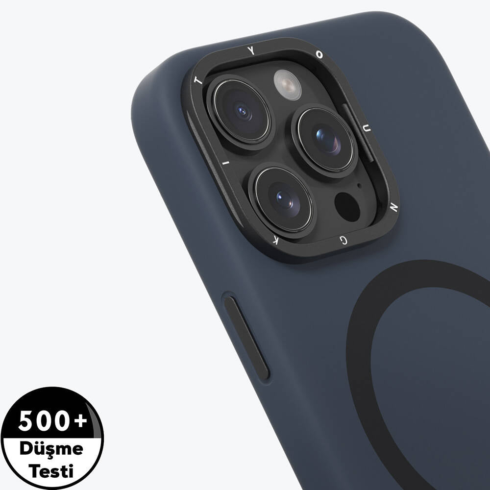 Apple iPhone 16 Pro Max Kılıf Magsafe Şarj Özellikli Kamera Standlı Youngkit Bitty Cream Kapak Siyah