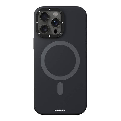 Apple iPhone 16 Pro Max Kılıf Magsafe Şarj Özellikli Kamera Standlı Youngkit Bitty Cream Kapak Siyah