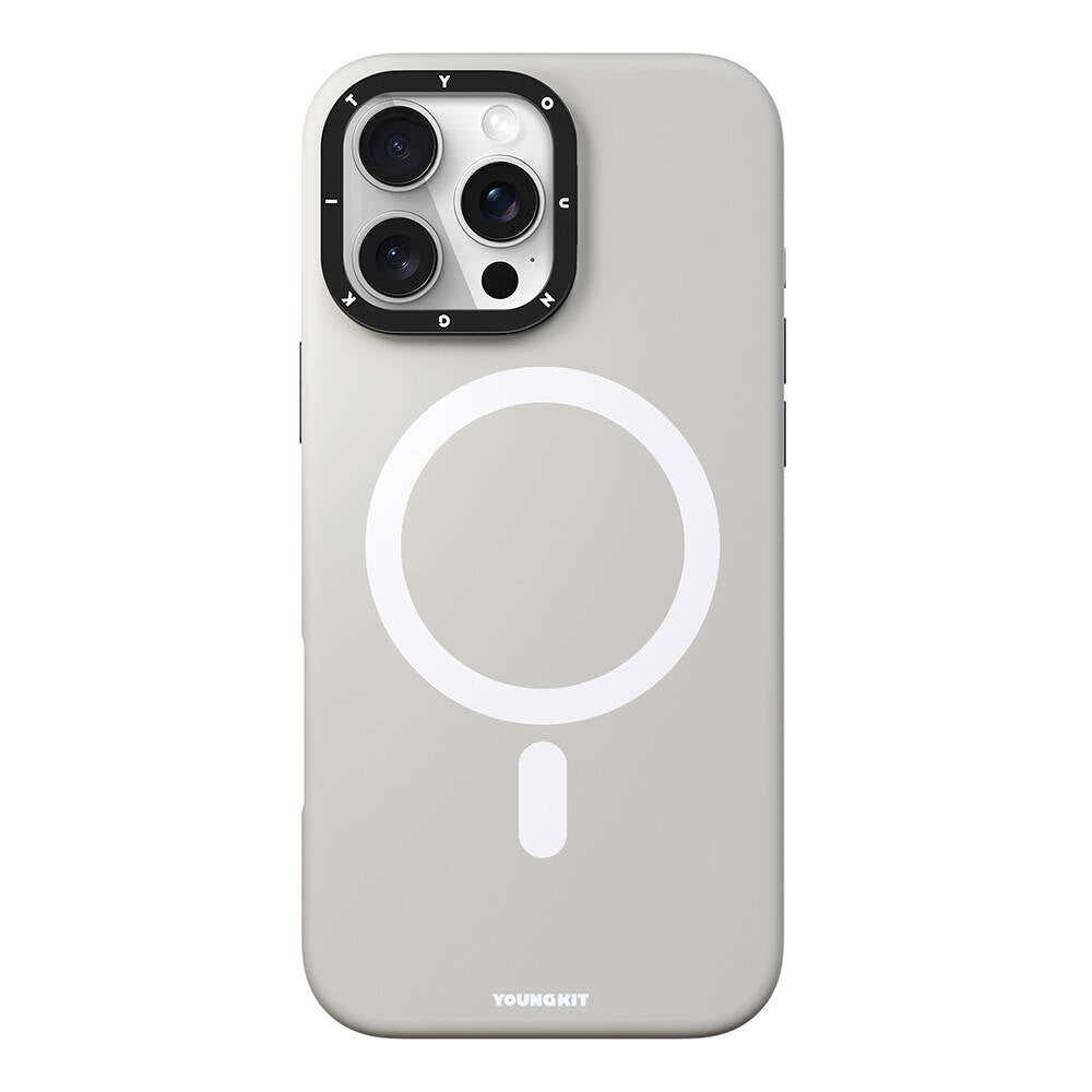 Apple iPhone 16 Pro Max Kılıf Magsafe Şarj Özellikli Kamera Standlı Youngkit Bitty Cream Kapak Siyah