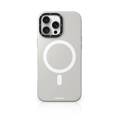 iPhone 16 Pro Max Kılıf M-safe Şarj Özellikli Kamera Standlı Youngkit Bitty Cream Kılıf