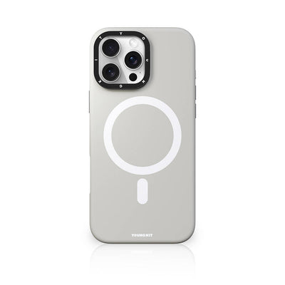 Apple iPhone 16 Pro Max Kılıf Magsafe Şarj Özellikli Kamera Standlı Youngkit Bitty Cream Kapak Siyah