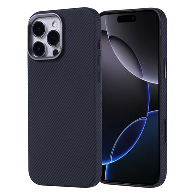 Apple iPhone 16 Pro Max Kılıf M-safe Şarj Özellikli Karbon Fiber Görünümlü Zore Nekst Kapak Yeşil