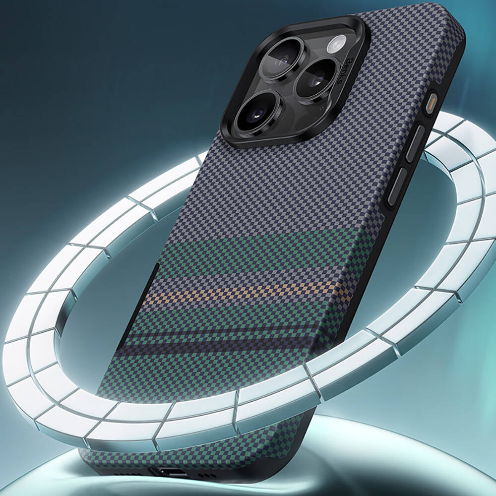 iPhone 16 Pro Max Kılıf M-safe Şarj Özellikli Karbon Fiber Tasarımlı Benks Aurora ArmorPro Kevlar Kılıf