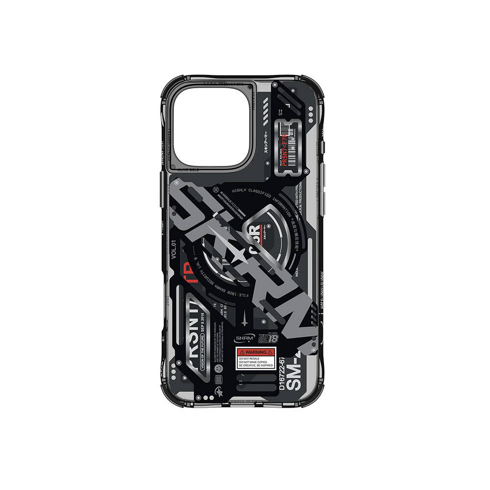 Apple iPhone 16 Pro Max Kılıf Magsafe Şarj Özellikli Katmanlı Makine Temalı SkinArma Ekho Kapak Siyah