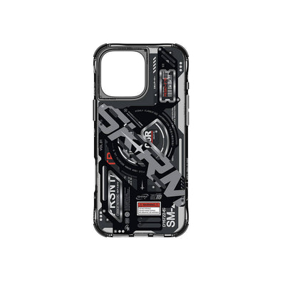 Apple iPhone 16 Pro Max Kılıf Magsafe Şarj Özellikli Katmanlı Makine Temalı SkinArma Ekho Kapak Siyah