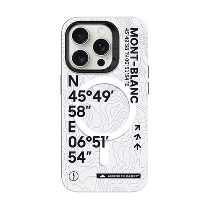 iPhone 16 Pro Max Kılıf M-safe Şarj Özellikli Koordinat Yazı Desenli Benks Summit Serisi Kılıf