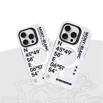 iPhone 16 Pro Max Kılıf M-safe Şarj Özellikli Koordinat Yazı Desenli Benks Summit Serisi Kılıf