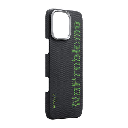 iPhone 16 Pro Max Kılıf M-safe Şarj Özellikli Lumintex Teknolojili Fosforlu Aramid Fiber Pitaka Tactile Woven Aries Serisi NoProblemo Kılıf