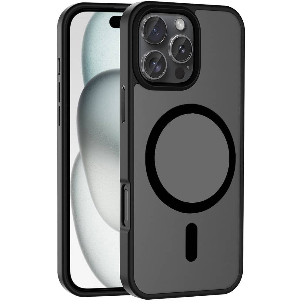 Apple iPhone 16 Pro Max Kılıf Magsafe Şarj Özellikli Mat Arka Yüzey Zore Sio Kapak Siyah