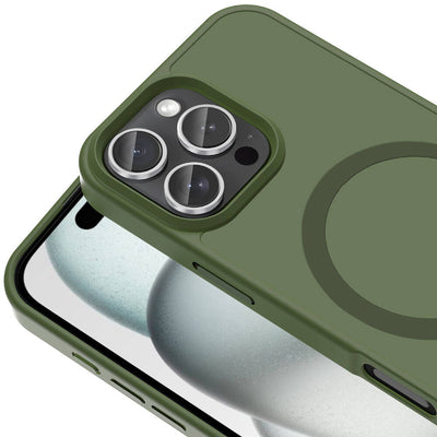 Apple iPhone 16 Pro Max Kılıf Magsafe Şarj Özellikli Mat Arka Yüzey Zore Sio Kapak Koyu Yeşil