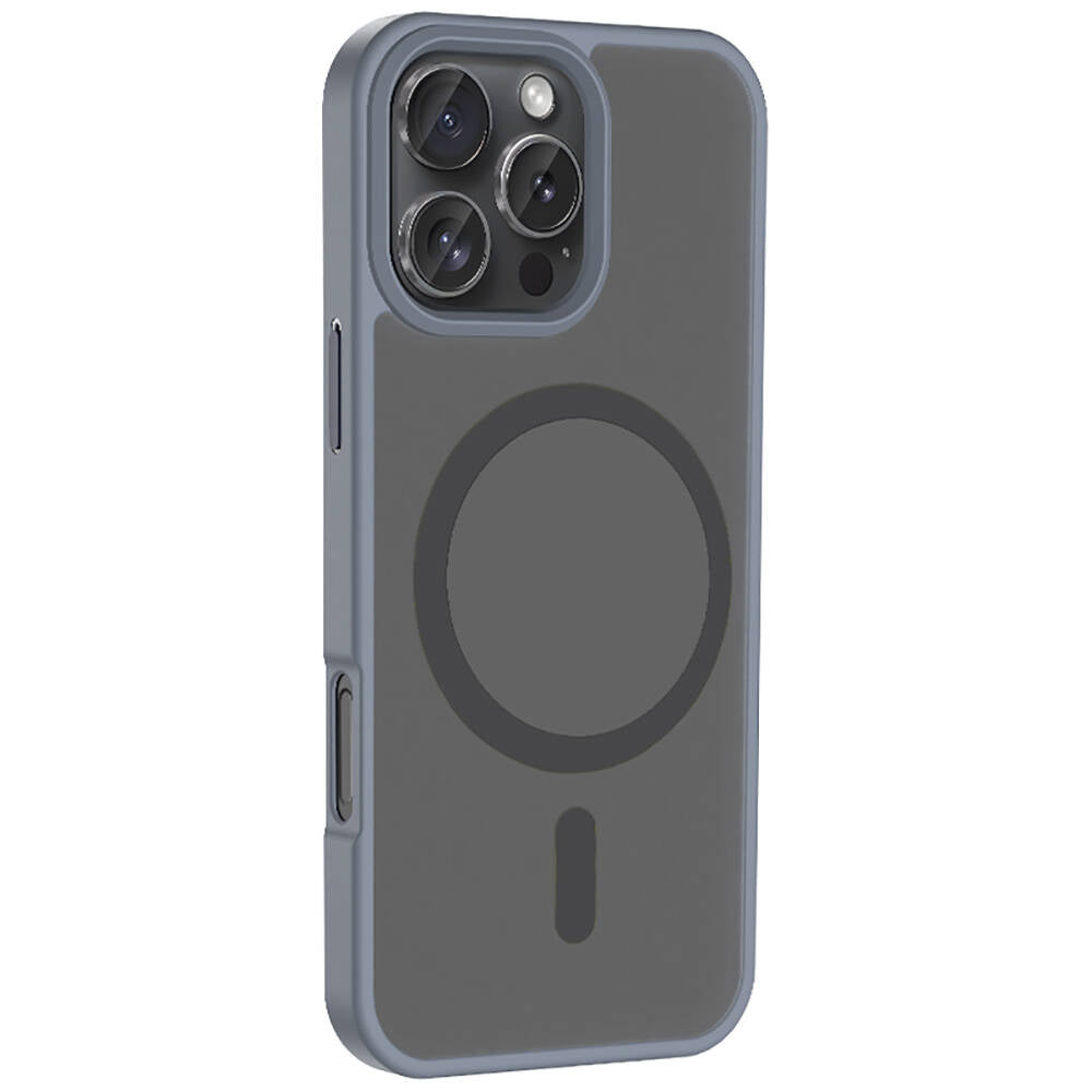 Apple iPhone 16 Pro Max Kılıf Magsafe Şarj Özellikli Mat Arka Yüzey Zore Sio Kapak Gri