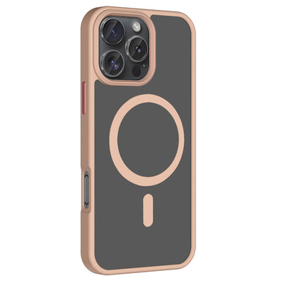 Apple iPhone 16 Pro Max Kılıf Magsafe Şarj Özellikli Mat Arka Yüzey Zore Sio Kapak Rose Brown