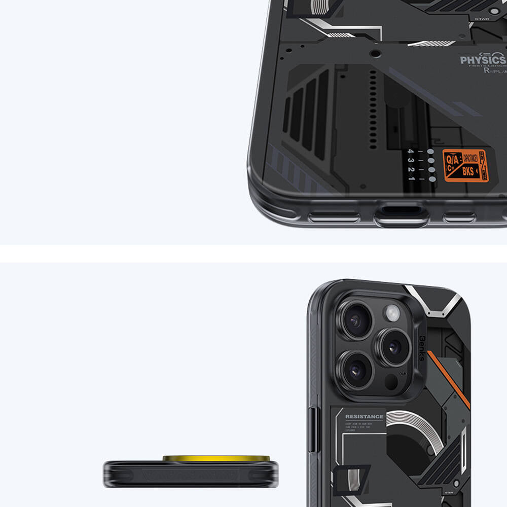 iPhone 16 Pro Max Kılıf M-safe Şarj Özellikli Mekanik Tasarımlı Benks Perspective Serisi Kılıf