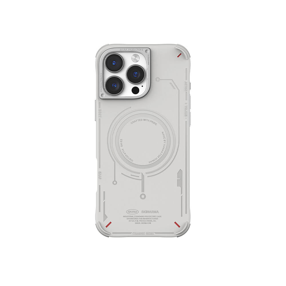 Apple iPhone 16 Pro Max Kılıf Magsafe Şarj Özellikli Metal Kamera Çerçeveli Skinarma Mecha Serisi Kapak Siyah