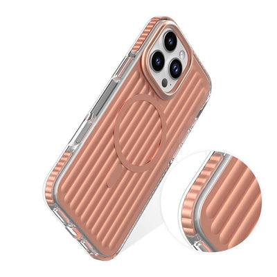 Apple iPhone 16 Pro Max Kılıf Magsafe Şarj Özellikli Oyuklu Tasarım Mutural Bumpy Clear Kapak Gümüş