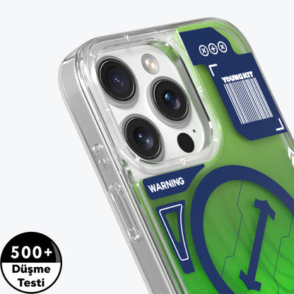 iPhone 16 Pro Max Kılıf M-safe Şarj Özellikli Parlak Kumlu Sıvılı Tasarımlı Galaxy Fantasy Serisi Kılıf