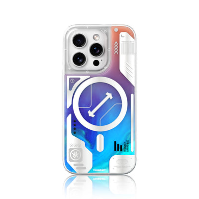 Apple iPhone 16 Pro Max Kılıf Magsafe Şarj Özellikli Parlak Kumlu Sıvılı Tasarımlı Galaxy Fantasy Serisi Kapak Yeşil