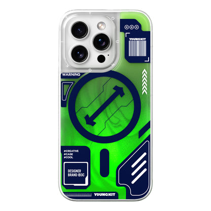 iPhone 16 Pro Max Kılıf M-safe Şarj Özellikli Parlak Kumlu Sıvılı Tasarımlı Galaxy Fantasy Serisi Kılıf