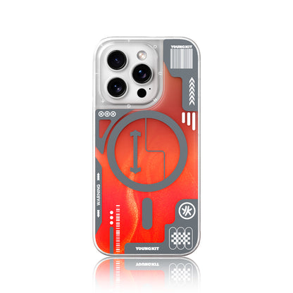 iPhone 16 Pro Max Kılıf M-safe Şarj Özellikli Parlak Kumlu Sıvılı Tasarımlı Galaxy Fantasy Serisi Kılıf