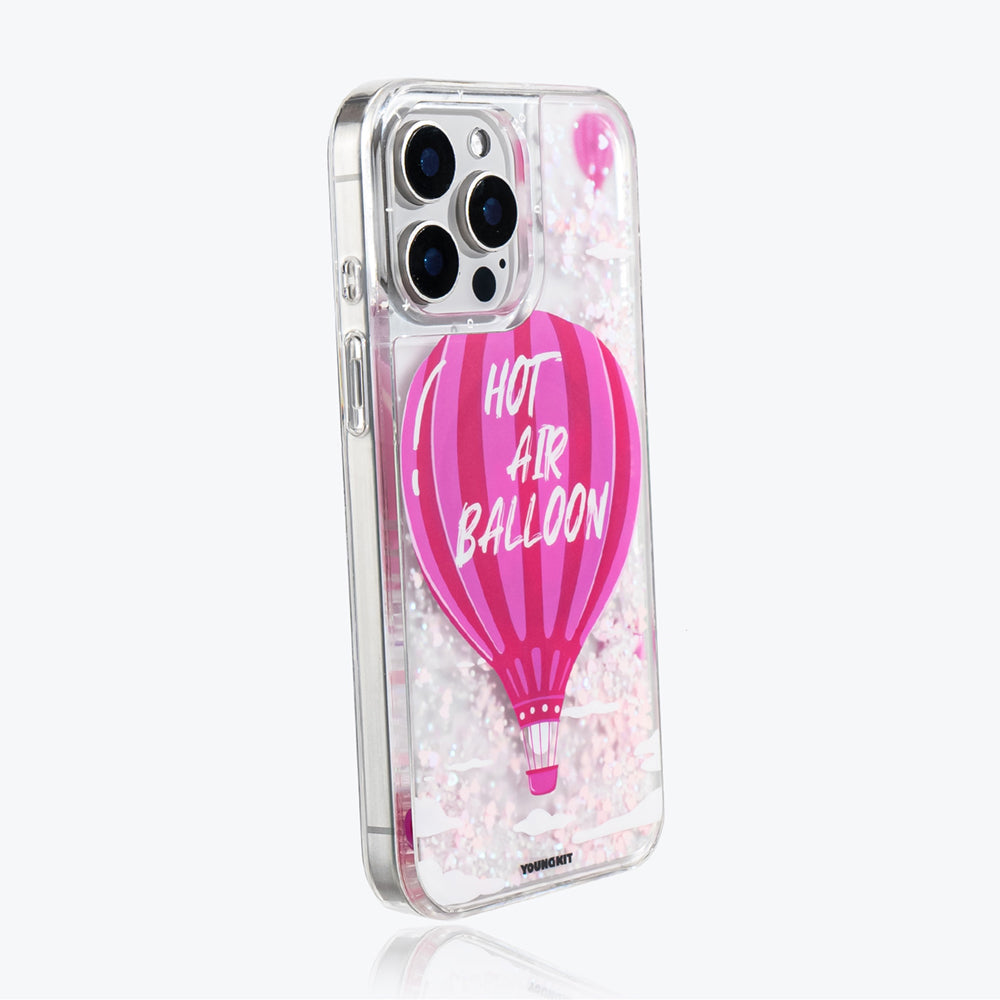 Apple iPhone 16 Pro Max Kılıf Magsafe Şarj Özellikli Parlak Kumlu Sıvılı Youngkit Pink Dream Quicksand Serisi Kapak Turkuaz