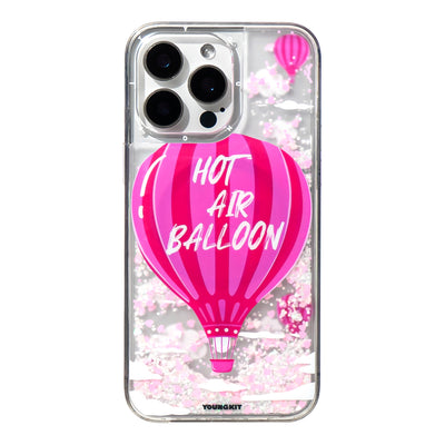 Apple iPhone 16 Pro Max Kılıf Magsafe Şarj Özellikli Parlak Kumlu Sıvılı Youngkit Pink Dream Quicksand Serisi Kapak Turkuaz