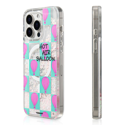 iPhone 16 Pro Max Kılıf M-safe Şarj Özellikli Parlak Kumlu Sıvılı Youngkit Pink Dream Quicksand Serisi Kılıf