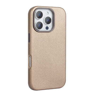 Apple iPhone 16 Pro Max Kılıf M-safe Şarj Özellikli PU Deri Zore Adora Kapak Desert Titanyum
