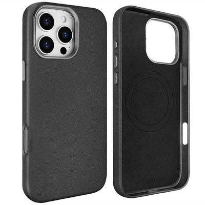 Apple iPhone 16 Pro Max Kılıf M-safe Şarj Özellikli PU Deri Zore Adora Kapak Desert Titanyum