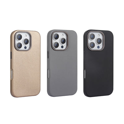 Apple iPhone 16 Pro Max Kılıf M-safe Şarj Özellikli PU Deri Zore Adora Kapak Desert Titanyum