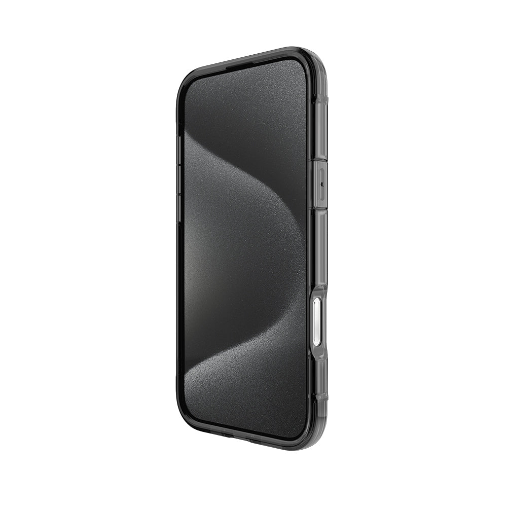 Apple iPhone 16 Pro Max Kılıf Magsafe Şarj Özellikli Raptic Air Serisi Airbag Tasarımlı Metal Köşelikli Şeffaf Kapak Gümüş