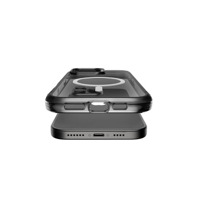 Apple iPhone 16 Pro Max Kılıf Magsafe Şarj Özellikli Raptic Air Serisi Airbag Tasarımlı Metal Köşelikli Şeffaf Kapak Gümüş
