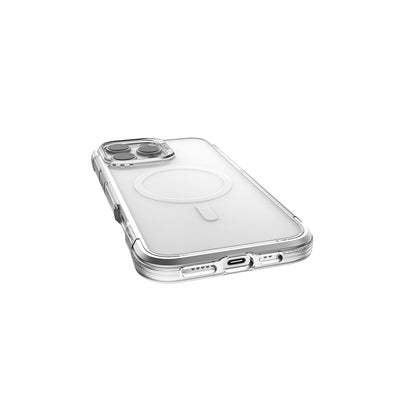 Apple iPhone 16 Pro Max Kılıf Magsafe Şarj Özellikli Raptic Air Serisi Airbag Tasarımlı Metal Köşelikli Şeffaf Kapak Gümüş