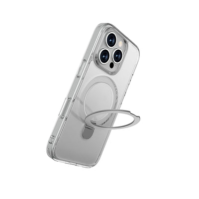 Apple iPhone 16 Pro Max Kılıf Magsafe Şarj Özellikli Raptic Air Stand Serisi Buzlu Transparan Tasarımlı Standlı Kapak Şeffaf