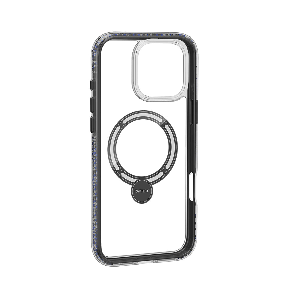 Apple iPhone 16 Pro Max Kılıf Magsafe Şarj Özellikli Raptic AirJoy Serisi Boncuk Tasarımlı 360 Derece Dönebilen Standlı Kapak Siyah-Gri