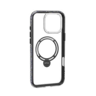 Apple iPhone 16 Pro Max Kılıf Magsafe Şarj Özellikli Raptic AirJoy Serisi Boncuk Tasarımlı 360 Derece Dönebilen Standlı Kapak Siyah-Gri