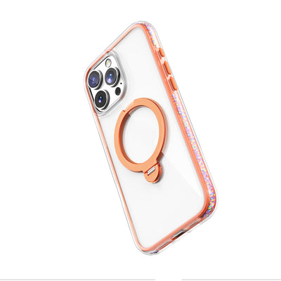 Apple iPhone 16 Pro Max Kılıf Magsafe Şarj Özellikli Raptic AirJoy Serisi Boncuk Tasarımlı 360 Derece Dönebilen Standlı Kapak Siyah-Gri