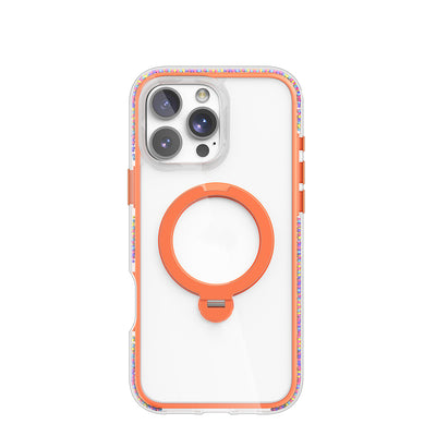 Apple iPhone 16 Pro Max Kılıf Magsafe Şarj Özellikli Raptic AirJoy Serisi Boncuk Tasarımlı 360 Derece Dönebilen Standlı Kapak Siyah-Gri