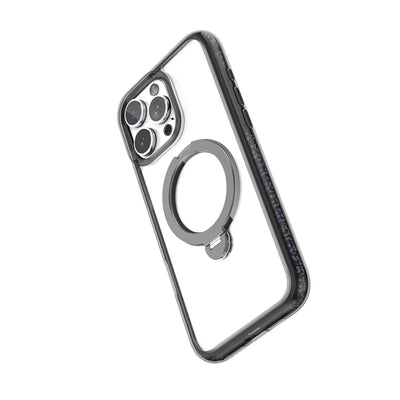 Apple iPhone 16 Pro Max Kılıf Magsafe Şarj Özellikli Raptic AirJoy Serisi Boncuk Tasarımlı 360 Derece Dönebilen Standlı Kapak Siyah-Gri